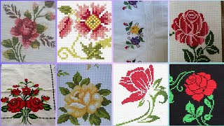 Floral cross stitch Hand embroidery thick cotton  Beautifull Hand cross stitch [upl. by Saiasi869]