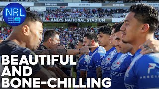 The moving national anthems electrifying war cry and Haka Kiwis v Samoa  NRL on Nine [upl. by Assirahs53]