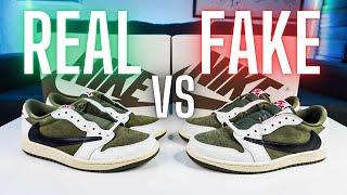 ⚠️REAL vs FAKE REPLICAUA JORDAN 1 LOW TRAVIS SCOTT MEDIUM OLIVE ⚠️ APRENDE A DISTINGUIRLAS [upl. by Ramberg]