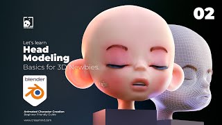 02 Head Modeling for 3D Newbies  blender 3d animation [upl. by Adym138]