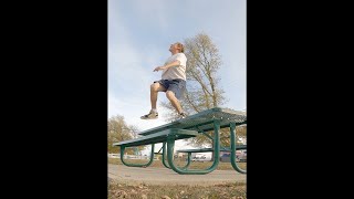 Extreme Footbag Athlete does Stunt Over Table [upl. by Noreik]