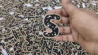 Embroidered letters by manufacturing karigar in india  letters patch work design letter patch [upl. by Verge64]