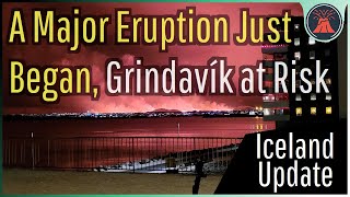 Iceland Volcano Eruption Update Large Eruption Begins Grindavik in Imminent Danger [upl. by Dottie]