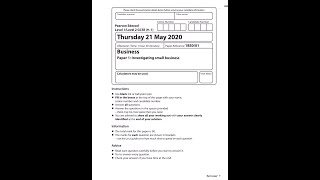 FULL MARK SCHEME  Edexcel Business Studies GCSE Paper 1 2020 May  Investigating Small Businesses [upl. by Farrar]