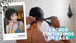 COMO CORTAR CABELO CACHEADO CURTÍSSIMO EM CASA  Kahchear [upl. by Xel]