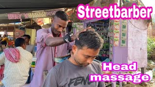 Street side head massage tapping sound by Indian barberasmr [upl. by Gates]