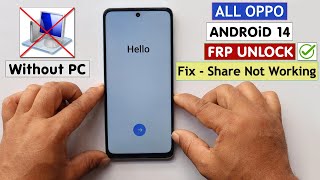 All Oppo Android 14 Frp BypassUnlock Google Ac Lock  Share Method Not Working  Without PC 2024 [upl. by Ddene]