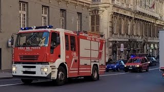 APS Iveco Stralis AF190S40 CAPOLI Volkswagen Caddy Vigili del Fuoco Comando di Genova in sirena [upl. by Medora]