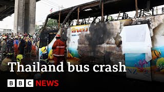 At least 23 people including children die in Thailand bus crash  BBC News [upl. by Adrell]