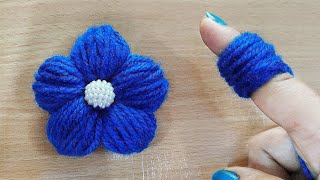 Amazing Woolen Flower Craft Idea using Finger  Easy Woolen Flower Making [upl. by Anelaj725]