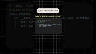 Python Interview Question Understanding the init Function pythonprogramming [upl. by Cynthie]