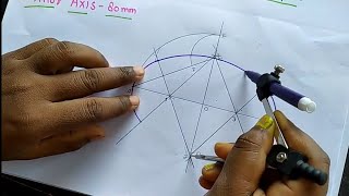 ELLIPSE BY 4 CENTRE METHOD ENGINEERING DRAWING [upl. by Nnyleuqcaj]