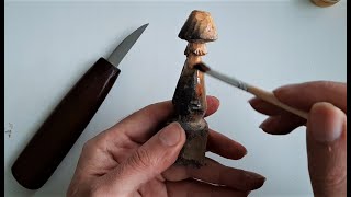 Whittling a 10 minute mushroom from Spalted oak for beginner whittlers [upl. by Flagler]