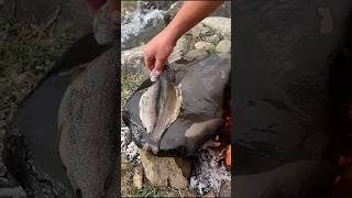 How to Making Fish BBQ  The Biggest Fish Caught and Roasted on the Rocks village cooking food [upl. by Pages713]