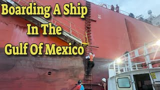 What The Ship Traveling to and boarding a crude oil tanker in the Gulf of Mexico [upl. by Tterab900]