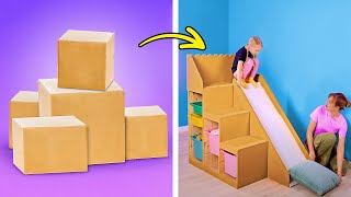 DIY Slide For Kids 📦🎢 And Other Cool Cardboard Hacks For Creative Parents [upl. by Silvio671]