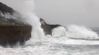 Monster waves battering Mousehole Cornwall [upl. by Inatsed]