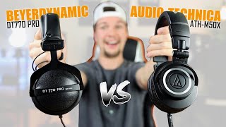 AudioTechnica ATHM50X VS Beyerdynamic DT770 Pro Headphone Comparison 2021 [upl. by Arahc]