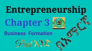 Enterpreneurship Chapter 3 በአማርኛ Business formation  MSEs [upl. by Auric]