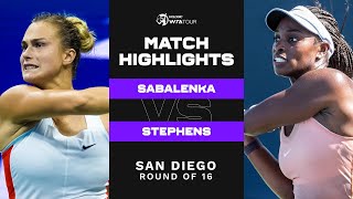 Aryna Sabalenka vs Sloane Stephens  2022 San Diego Round of 16  WTA Match Highlights [upl. by Eilloh]