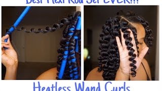 Natural Hair Flexi Rod Set l Heatless Wand Curls [upl. by Yltneb]