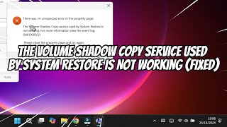 The Volume Shadow Copy Service Used by System Restore is Not Working FIXED [upl. by Gustav]