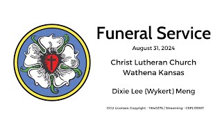 Funeral Service  Dixie Lee Wykert Meng Funeral  August 31 2024 [upl. by Lsil]