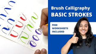 Basic Brush Calligraphy Strokes You Should Know free worksheets [upl. by Ahtiekal143]