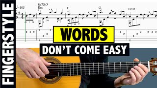 Words Dont Come Easy  Fingerstyle Guitar Tutorial  TAB [upl. by Winther]