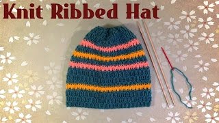 How to Knit a Ribbed Hat Štrikana kapa [upl. by Adnohsirk]