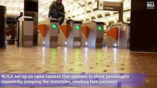 Metro riders jump turnstile to avoid paying fare [upl. by Venice]