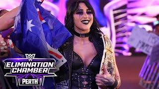 Rhea Ripley receives a hero’s welcome in Australia WWE Elimination Chamber 2024 highlights [upl. by Fitalludba]