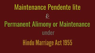 Maintenance Pendente lite amp Permanent Alimony and Maintenance [upl. by Egnalos]