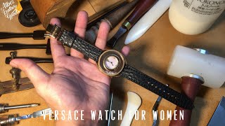 Our making Handmade Alligator leather strap  VERSACE WATCH FOR WOMEN  86QK1008059 [upl. by Enidanreb]