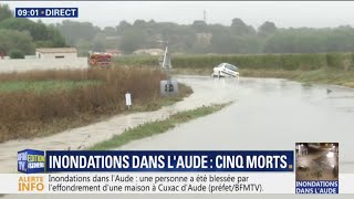 Inondations dans lAude de nombreuses routes sont complètement submergées [upl. by Etakyram]