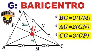 Baricentro en un triángulo  Puntos Notables Ejercicios y Problemas Resueltos Geometría Rubiños [upl. by Heim]