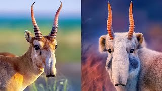 Saiga Antelope Critically Endangered Animal Blue Moon Universe [upl. by Yehs]