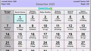 Kalender Jawa Desember 2025 Lengkap Hari Baik [upl. by Enomrej]