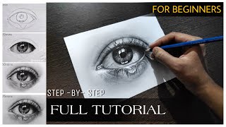 Realistic eye drawing  realistic eye tutorial for beginners in HINDI  Step by Step Tutorial eyes [upl. by Wivina]