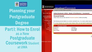 Part I How to Enrol as a New Postgraduate Coursework Student at UWA [upl. by Aneehs]