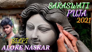 SARASWATI MURTI MAKING 2021  BIG SARASWATI HAIRSTYLE BABANEKA TARIKA  PANCHAMI SARASWATI IDOL [upl. by Fiedling75]