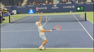 Diego Schwartzman Serve bombs practice against Andrey Rublev at Usopen 2023 [upl. by Eseneg]