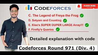 Codeforces Round 971 Div 4  C  D  E  F  Editorials  Solution  F Fireflys Queries [upl. by Amy869]