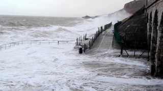 Stormy seas at the prom Old Colwyn Colwyn Bay North wales coast [upl. by Gosser]