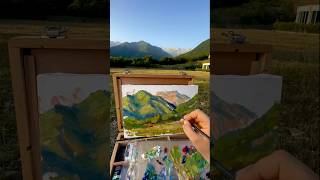 Relaxing outdoor painting of mountain view in Sheki Azerbaijan short art pleinair relaxing [upl. by Odiug]