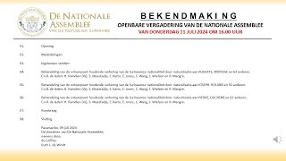 11 juli 2024  OPENBARE VERGADERING VAN DE NATIONALE ASSEMBLEE [upl. by Bajaj]