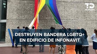 Sindicato quita bandera LGBT de edificio de Infonavit quotbarbarie odio y homofobiaquot acusa director [upl. by Nyrrat]