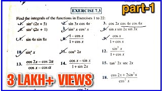 Exercise 73 NCERT INTEGRATION MATHS CLASS 12TH [upl. by Oivat]