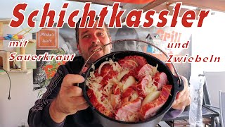 Kassler Nacken Schichtkassler mit Sauerkraut und Zwiebeln im Dutch Oven [upl. by Triny892]