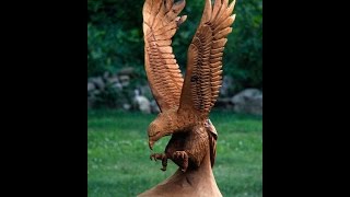 How to chainsaw carve an eagle  part 1 [upl. by Lyrehs]